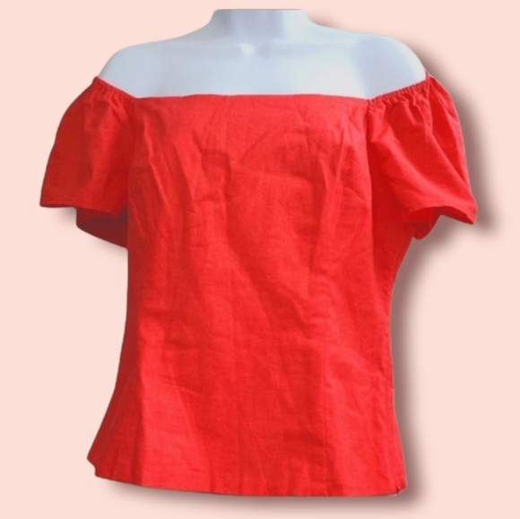 Gianni Bini Cold Shoulder Side-Zip Blouse Red Size 8 - Picture 3 of 12